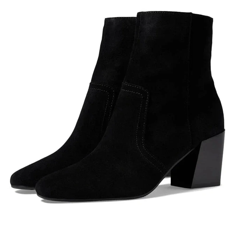 Blondo Sadie Boots Womens 7 Black Suede Waterproof Block Heel Ankle Bootie RG168